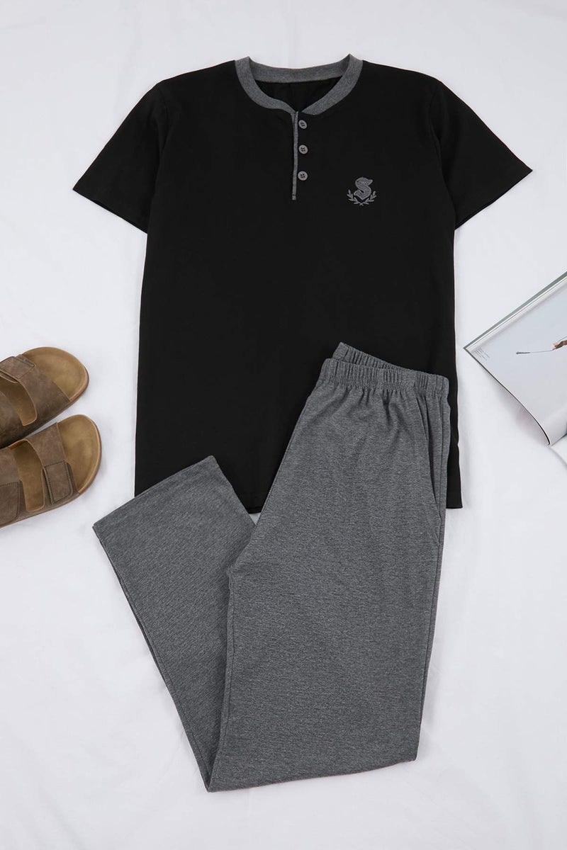 trendyol Black Regular Buttoned Collar Knitted Pajama Set Tmnss26Pt00033 - Image 4