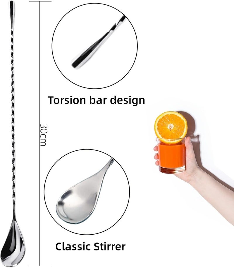 LEGERM Muddler for Cocktails Stainless Steel, Muddlers Pestle with Stirring Spoon, Bartender Cocktail Shaker Bar Tool Set - Bar Spoon and Muddler - Image 3