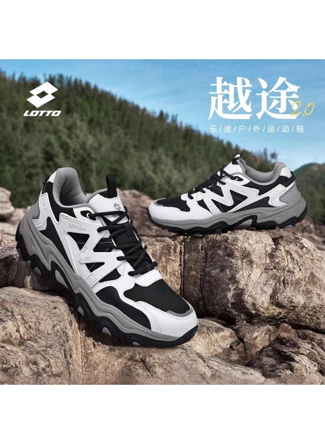 Lotto Men's Hiking Shoes Autumn Outdoor Sports Shoes Cushioning Non-slip Wear-resistant Trail Running Shoes White Gray/black Size 42 - Image 1