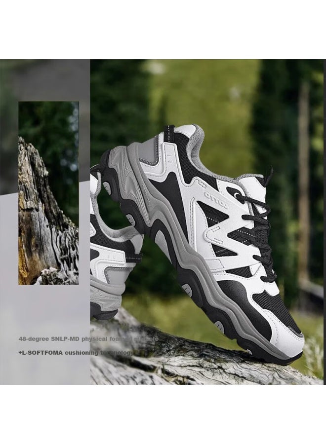 Lotto Men's Hiking Shoes Autumn Outdoor Sports Shoes Cushioning Non-slip Wear-resistant Trail Running Shoes White Gray/black Size 42 - Image 3