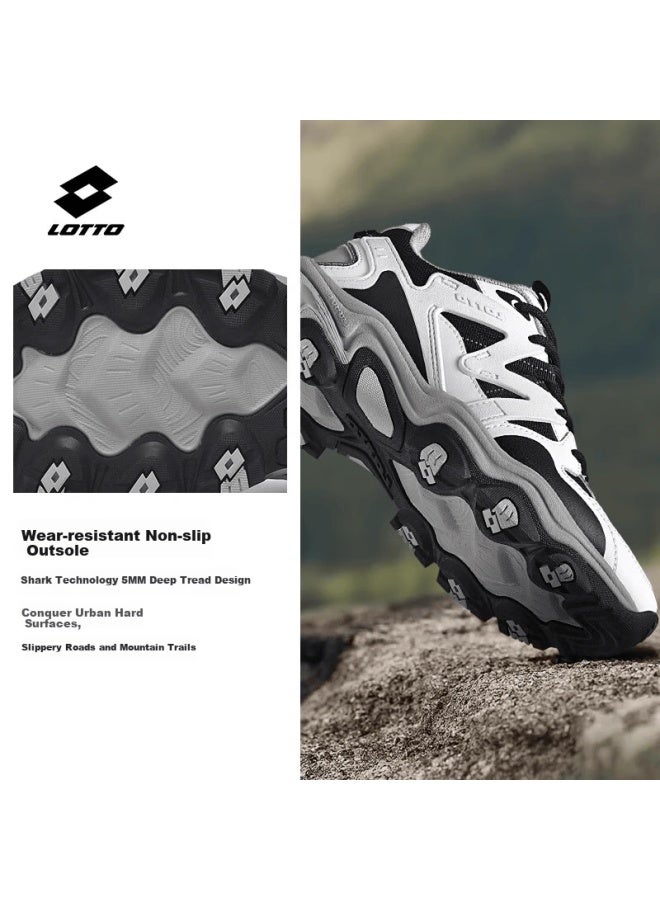 Lotto Men's Hiking Shoes Autumn Outdoor Sports Shoes Cushioning Non-slip Wear-resistant Trail Running Shoes White Gray/black Size 42 - Image 2