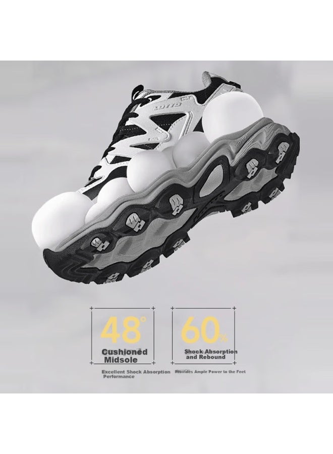 Lotto Men's Hiking Shoes Autumn Outdoor Sports Shoes Cushioning Non-slip Wear-resistant Trail Running Shoes White Gray/black Size 42 - Image 4