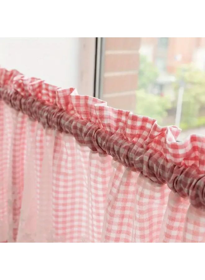Pink Short Rod Door Curtain Double Layer Semi Transparent Coffee Kitchen Cabinet Partition for Room Decor 85 Char Limit Break 851972 Che - Image 3