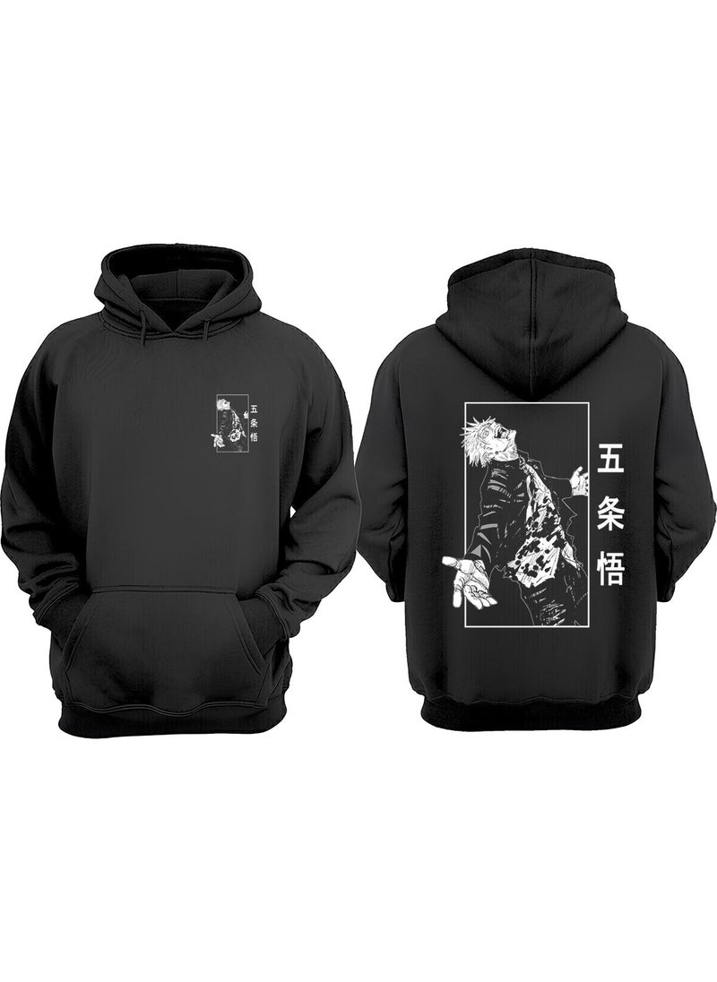 The Wert - Unisex Jujutsu Kaisen Gojo Satoru Shout Design Front Back Printed Regular Fit Black Sweatshirt - Image 1