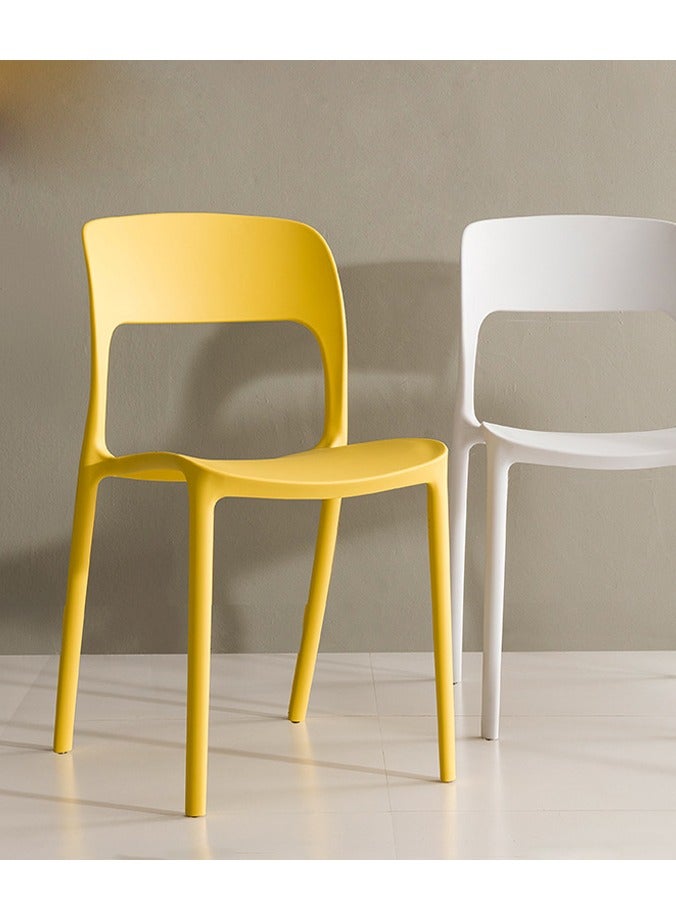 لاني كراسي حديثة بلاستيكية من القرن المتوسط، كراسي طعام خلفية منحنية لغرفة اجتماعات حديقة المطبخ، قطعة واحدة أصفر - Image 1