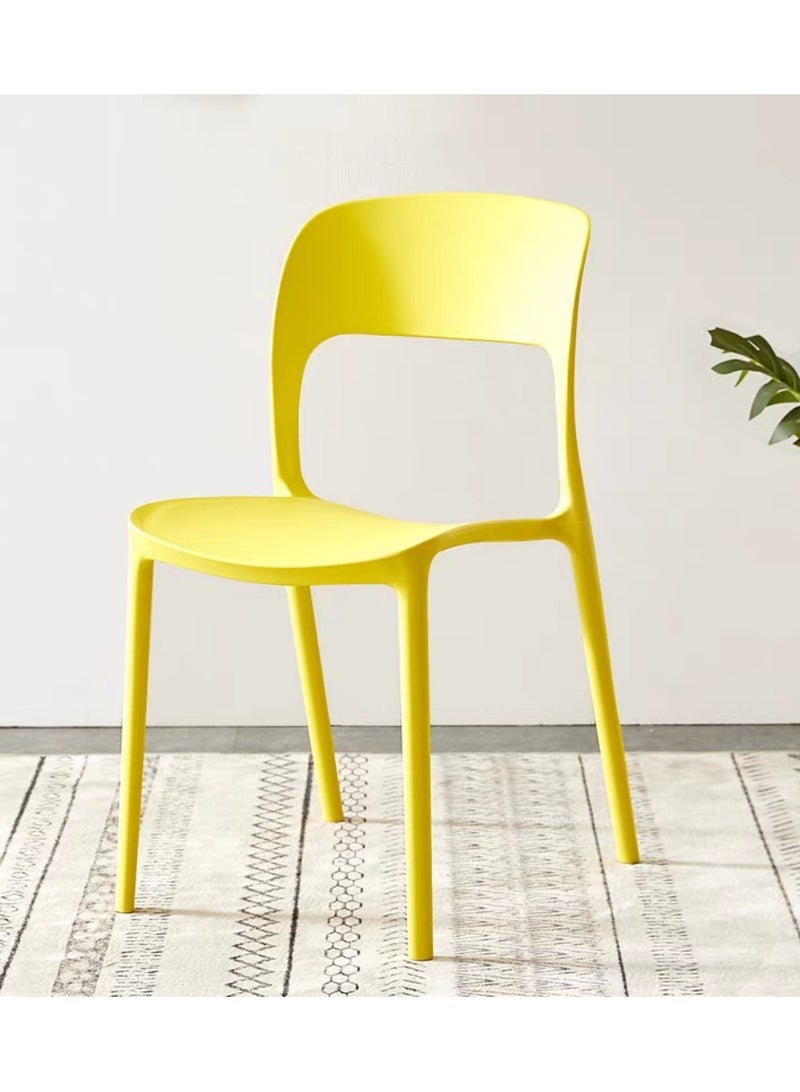 لاني كراسي حديثة بلاستيكية من القرن المتوسط، كراسي طعام خلفية منحنية لغرفة اجتماعات حديقة المطبخ، قطعة واحدة أصفر - Image 2