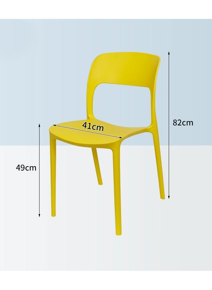 لاني كراسي حديثة بلاستيكية من القرن المتوسط، كراسي طعام خلفية منحنية لغرفة اجتماعات حديقة المطبخ، قطعة واحدة أصفر - Image 3