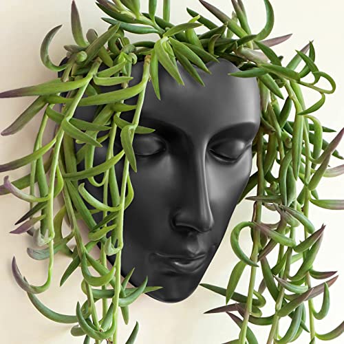 Yuccasly Face Vase,Ceramic Female Form Vase,Modern Sculpture Planter Pot,Human Face Dried Flower Shaped Vase,Wall Hanging Plant Pot for Home Decor Centerpieces, Office or Outdoor Hanging Decor - Image 1