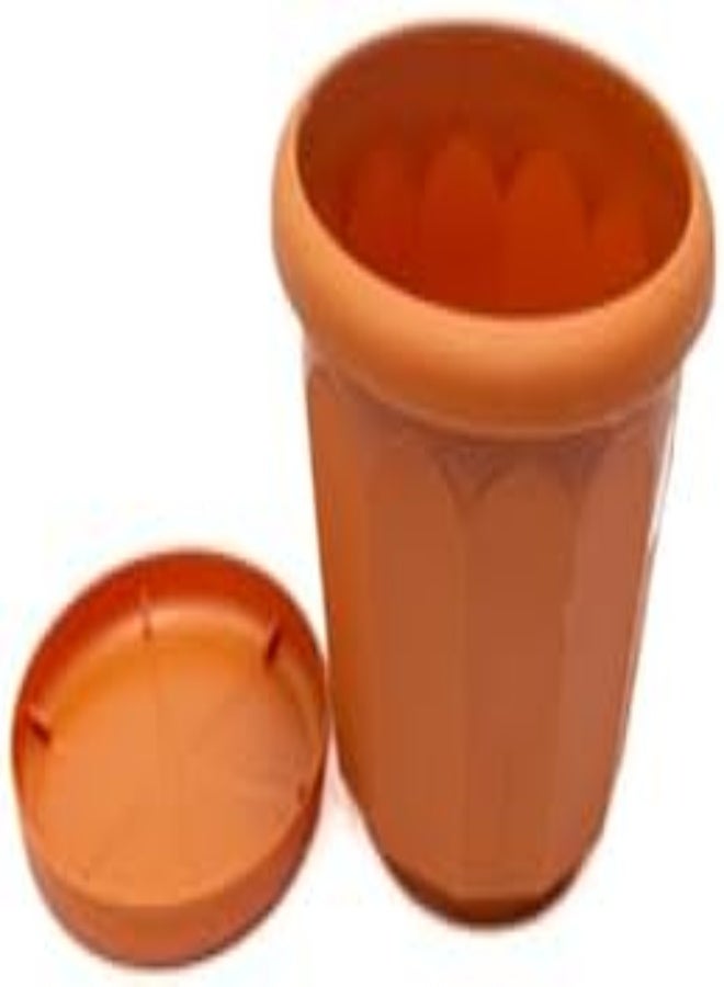 AKDC Lotus Plastic Brown Planter 8 With Tray 8X10X11 Brown  - Image 1
