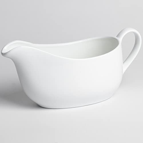 CLAPPER 14 oz Large Gravy Boat White Ceramic Gravy Server Sauce Boat - Image 2