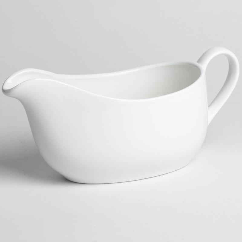 CLAPPER 14 oz Large Gravy Boat White Ceramic Gravy Server Sauce Boat - Image 1