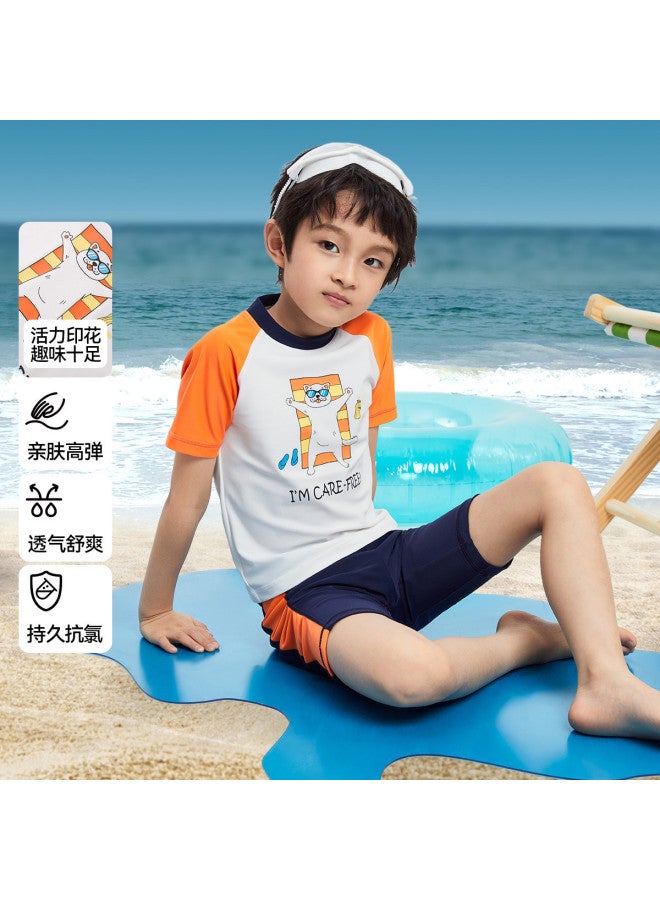 Annil Boys' Two-piece Swimwear Set With Swim Cap - 2025 Summer New Beach & Professional Training Swimsuits For Big Kids - Image 2