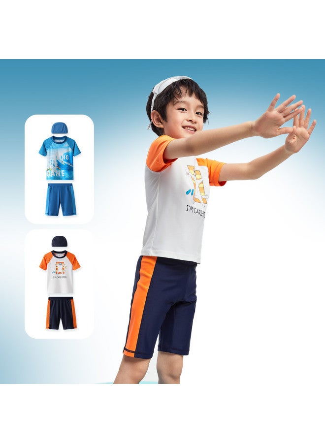 Annil Boys' Two-piece Swimwear Set With Swim Cap - 2025 Summer New Beach & Professional Training Swimsuits For Big Kids - Image 5