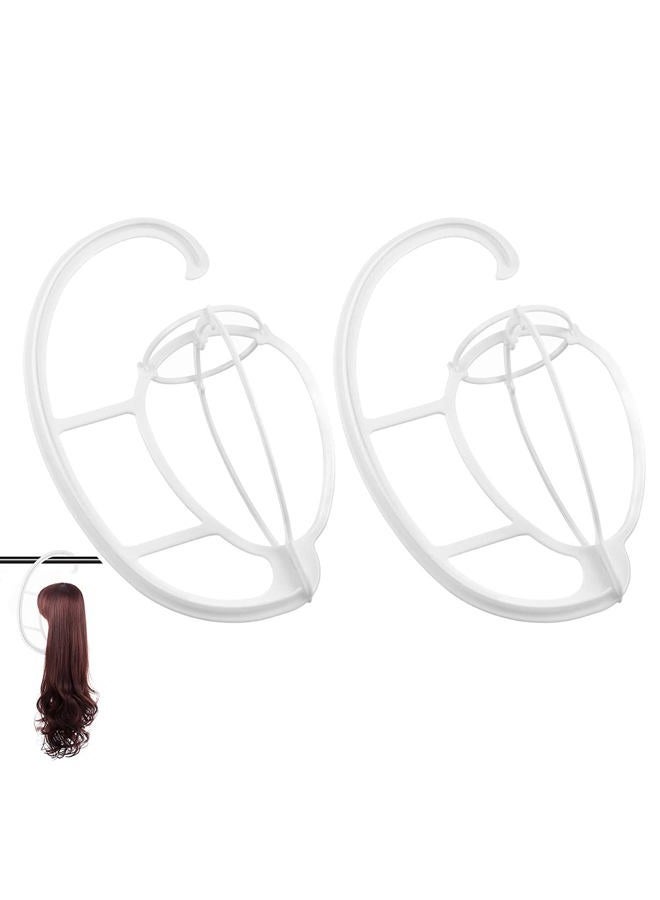 Dreamlover 2 Pack Wig Hanger, White Portable Hanging Wig Stand for All Wigs and Hats, Collapsible Wig Dryer, Durable Wig Stand Tool Holder, Hat and Cap Holder - Image 1