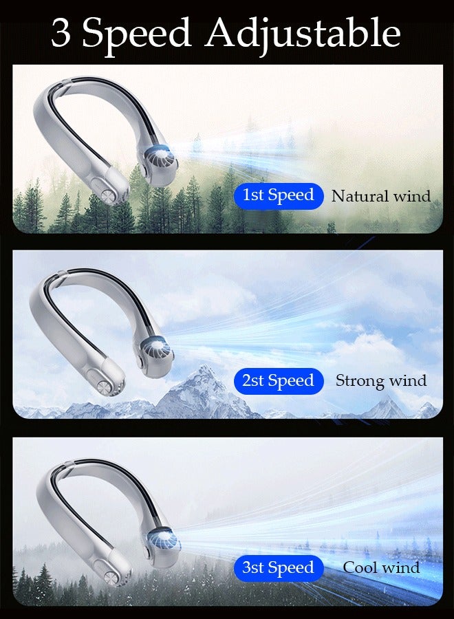 DUNISO Portable Neck Fan, Hands Free Bladeless Neck Fan, 3 Speeds Adjustable USB Rechargeable Battery Powered Personal Neck Fan for Office, Travel, Sports, Household, Outdoor - Image 3