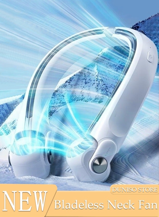 DUNISO Portable Neck Fan, Hands Free Bladeless Neck Fan, 3 Speeds Adjustable USB Rechargeable Battery Powered Personal Neck Fan for Office, Travel, Sports, Household, Outdoor - Image 1