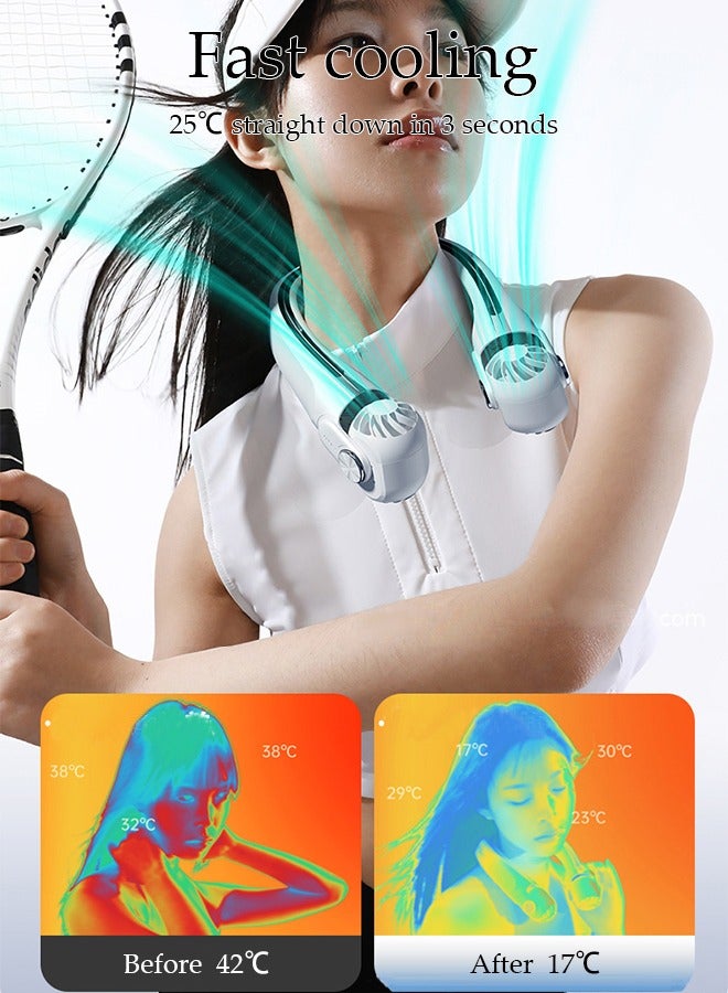 DUNISO Portable Neck Fan, Hands Free Bladeless Neck Fan, 3 Speeds Adjustable USB Rechargeable Battery Powered Personal Neck Fan for Office, Travel, Sports, Household, Outdoor - Image 5