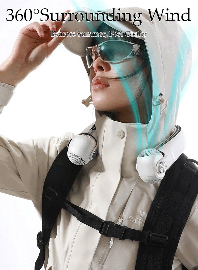 DUNISO Portable Neck Fan, Hands Free Bladeless Neck Fan, 3 Speeds Adjustable USB Rechargeable Battery Powered Personal Neck Fan for Office, Travel, Sports, Household, Outdoor - Image 2