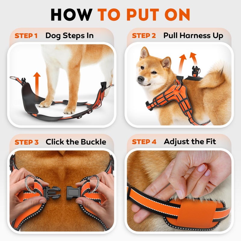 IWOOFI Dog Harness for Medium Dogs Back D-Ring Control No Choking Pressure-Free Chest Design Comfortable Padded Adjustable Reflective Vest Harness for Daily Walks Training Easy Control Outdoor Use Secure Fit - Image 4