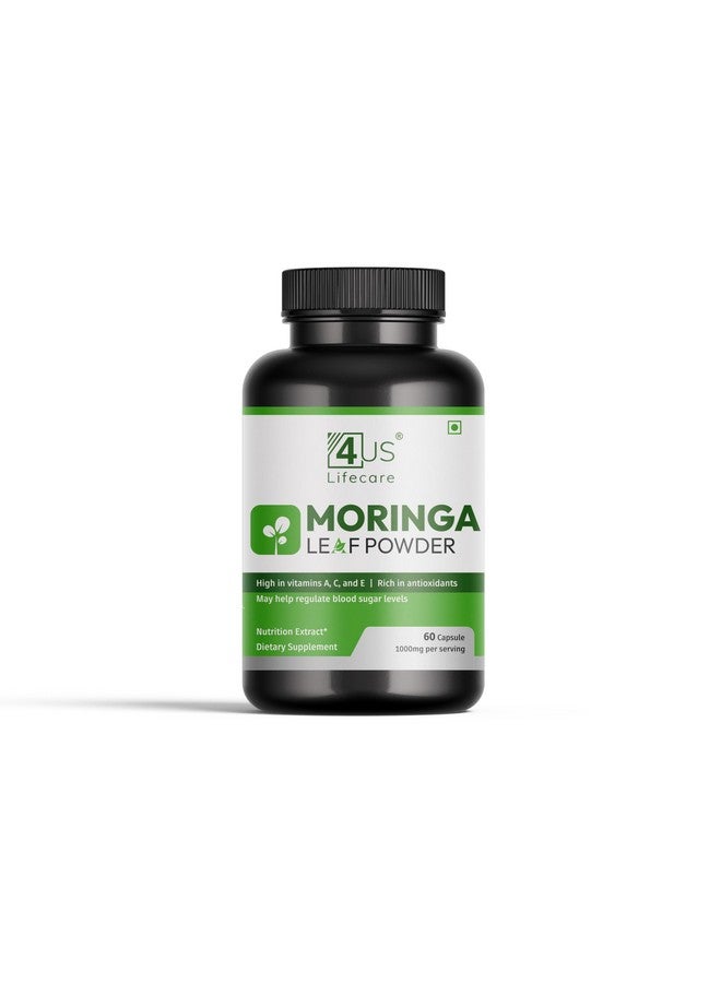 4us Lifecare 4us Lifecare Moringa Leaf Powder Capsules | 100% Natural with Vitamins A, C, E | Supports PCOS, Hormonal Balance, Skin & Hair Health | Boosts Immunity | 60 pcs | 500mg each - Image 1