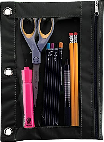 Advantus Binder Pencil Pouch, 10 x 7.38, Black/Clear - Image 2