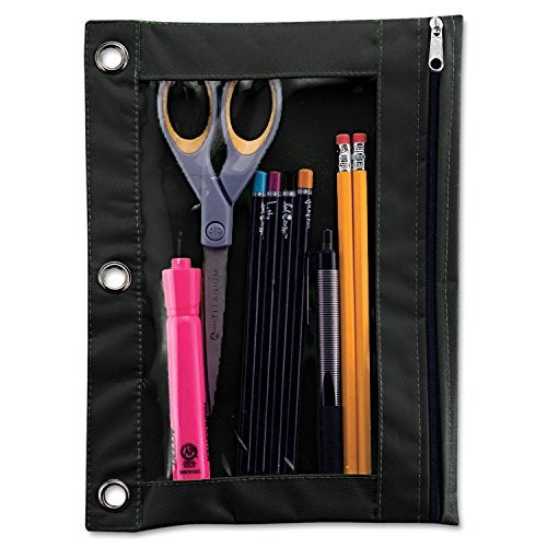 Advantus Binder Pencil Pouch, 10 x 7.38, Black/Clear - Image 4