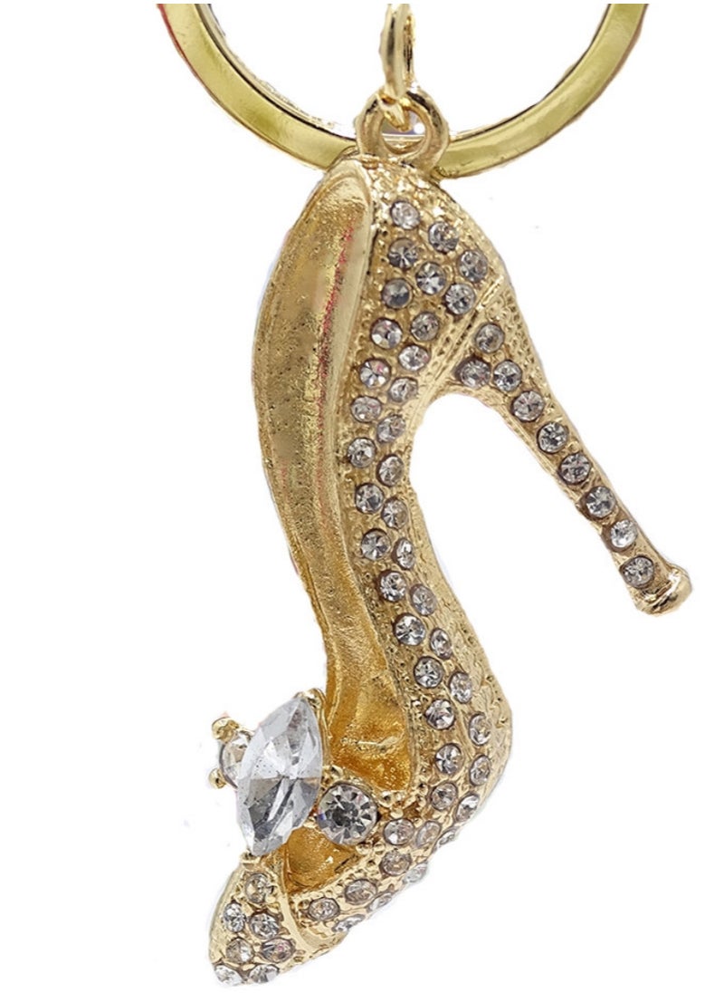 Generic Fashion Alloy Diamond-Inlaid Gold High Heel Keychain  - Image 1