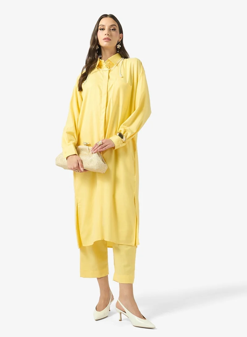 فايور Oversized Shirt Ensemble Coord Set for women