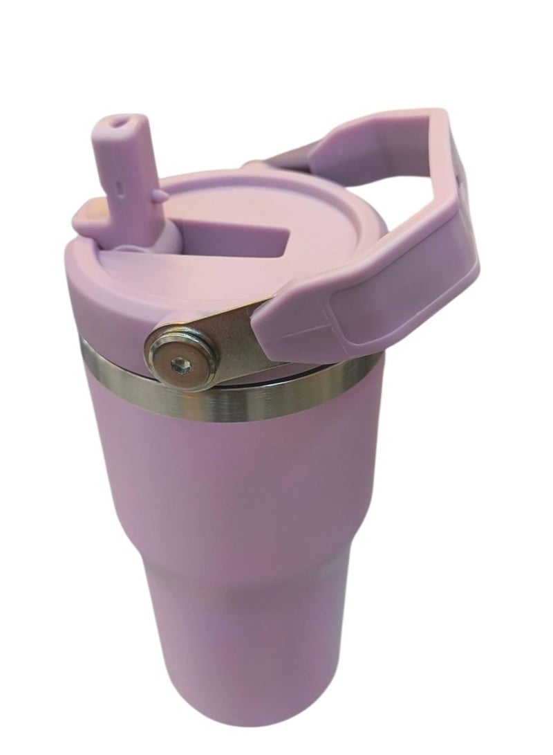 كوب Stanley Quencher H2.0 FlowState من الفولاذ المقاوم للصدأ، معزول حرارياً بتفريغ الهواء، مزود بغطاء وماصة؛ مناسب للماء والشاي المثلج أو القهوة ومشروبات السموذي وغيرها، لون أرجواني، سعة 20 أونصة. - Image 5