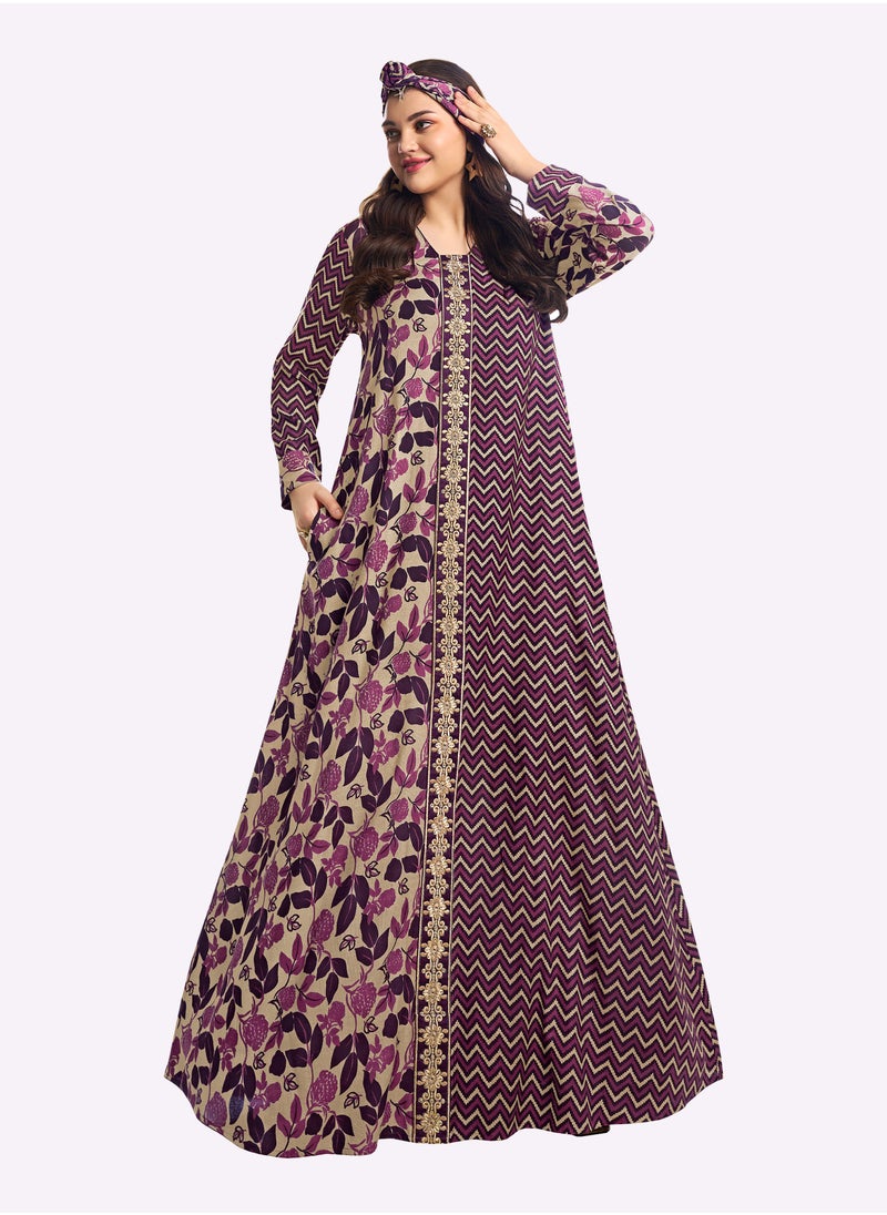 Sara Arabia Sara Arabia Bi-Patterned Jalabiya  - Image 1