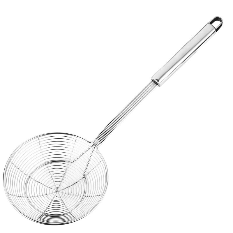 Hiware Solid Stainless Steel Spider Strainer Skimmer Ladle, Kitchen Utensils Wire Strainer Pasta Spoon, 7 Inch - Image 1