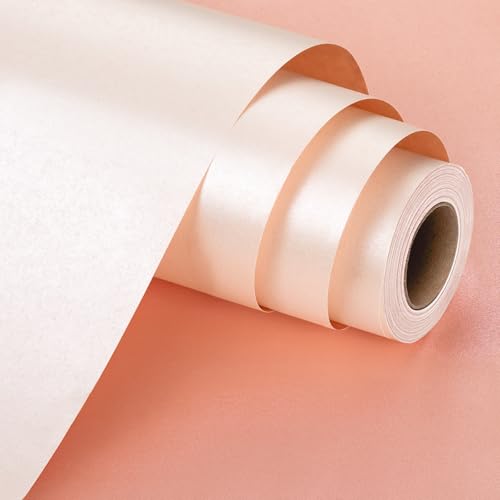Yarcony Shimmer White Pink Wrapping Paper, Wedding Matte Wrapping Paper for Gifts, Solid Color Pearly-lustre Gift Wrap for Wedding, Valentine's Day Birthday Baby Shower(17 Inch X 33 Feet) - Image 1
