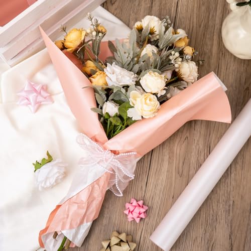 Yarcony Shimmer White Pink Wrapping Paper, Wedding Matte Wrapping Paper for Gifts, Solid Color Pearly-lustre Gift Wrap for Wedding, Valentine's Day Birthday Baby Shower(17 Inch X 33 Feet) - Image 5