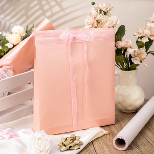 Yarcony Shimmer White Pink Wrapping Paper, Wedding Matte Wrapping Paper for Gifts, Solid Color Pearly-lustre Gift Wrap for Wedding, Valentine's Day Birthday Baby Shower(17 Inch X 33 Feet) - Image 4