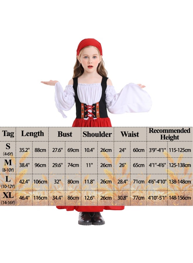 NajmStyle Renaissance Dress for Kids Girls Medieval Princess Dresses Off Shoulder Bell Sleeve Victorian Dress（M） - Image 3
