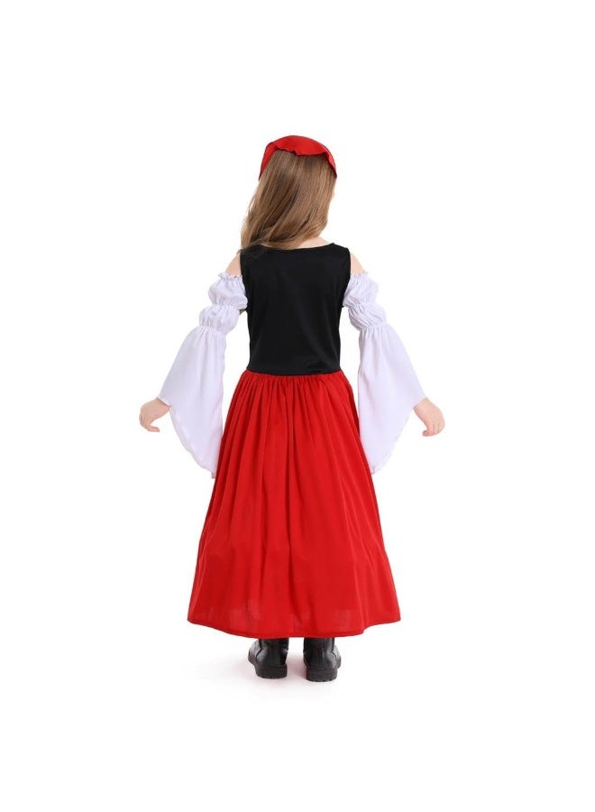 NajmStyle Renaissance Dress for Kids Girls Medieval Princess Dresses Off Shoulder Bell Sleeve Victorian Dress（M） - Image 4