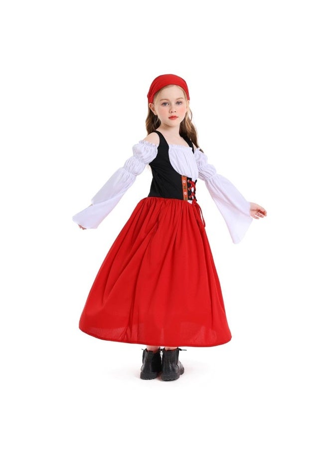 NajmStyle Renaissance Dress for Kids Girls Medieval Princess Dresses Off Shoulder Bell Sleeve Victorian Dress（M） - Image 5
