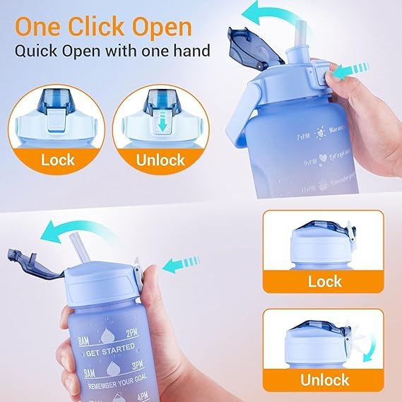 KANAKADHARA Water bottle with Straw Time MarkerTritan BPA Free Water Jug with HandleLeakproof Motivational Water Bottles for sports GymOutdoorCapacity 2L1L12L Multi Color Set Of 3 - Image 5