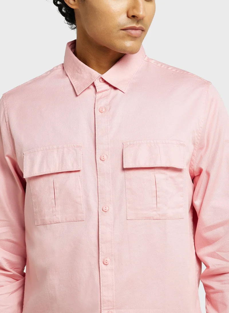 Thomas Scott Thomas Scott Classic Slim Fit Twill Weave Pure Cotton Casual Shirt