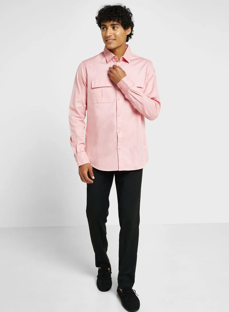Thomas Scott Thomas Scott Classic Slim Fit Twill Weave Pure Cotton Casual Shirt