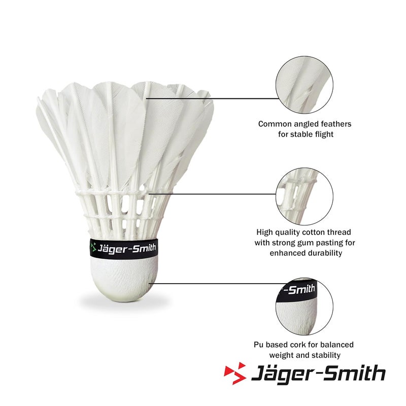 Jager_Smith كرة الريشة من ريش العنقاء (عبوة من 12) لرياضة الريشة الخارجية (صنع في الهند) - Image 3