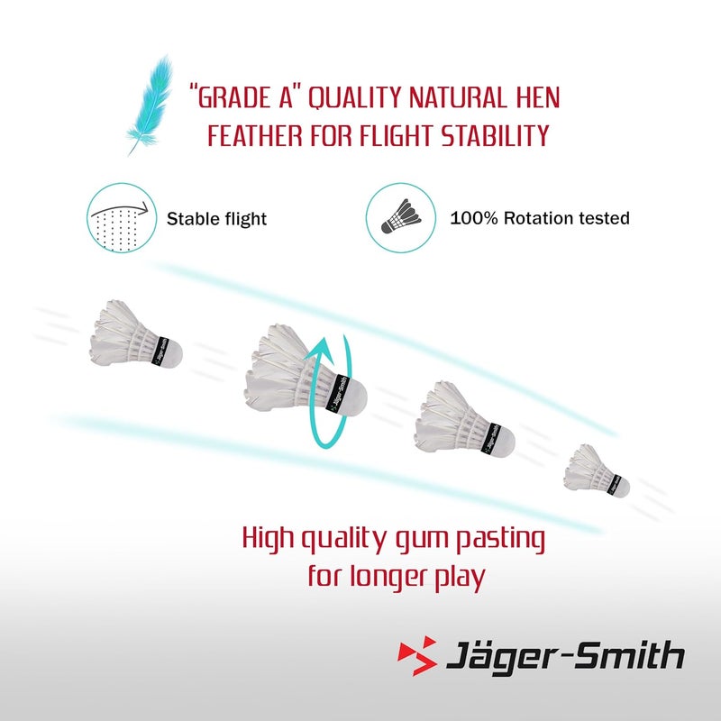 Jager_Smith كرة الريشة من ريش العنقاء (عبوة من 12) لرياضة الريشة الخارجية (صنع في الهند) - Image 4