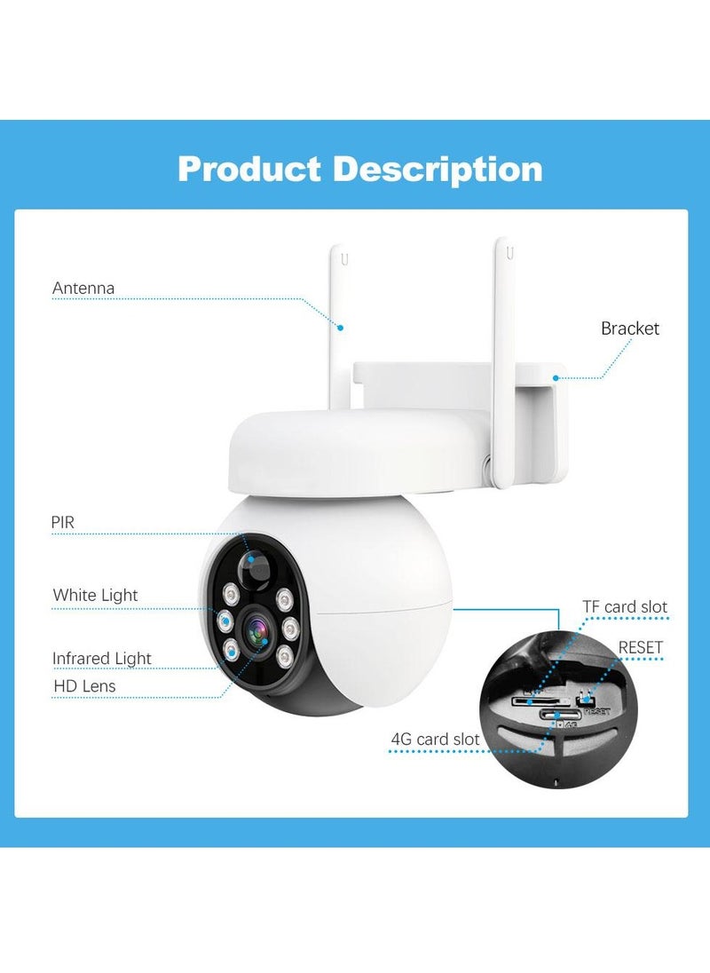 Generic - 4G LTE Cellular Security Camera Wireless Outdoor Camera, Battery Powered with 7Watt Solar Panel,4MPHD, Two-way Audio,Night Color, FIR Human Detection,Ultra Low Power,Support SD Card - Image 1
