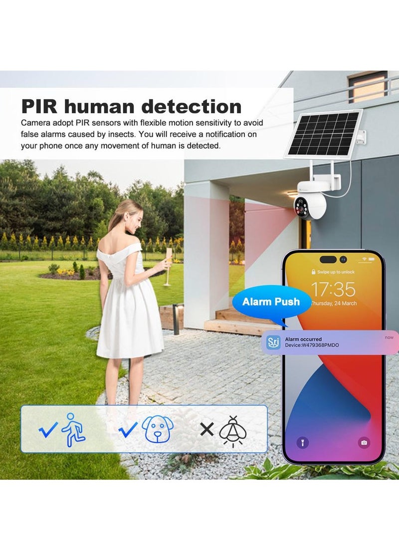Generic - 4G LTE Cellular Security Camera Wireless Outdoor Camera, Battery Powered with 7Watt Solar Panel,4MPHD, Two-way Audio,Night Color, FIR Human Detection,Ultra Low Power,Support SD Card - Image 1