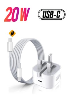 HuHa (20W) USB-C Fast Charger For iPad Pro 12.9), USB C to USB C Cable Fast Wall Charger And Plug Power Adapter (For iPad Pro 11 inch 2021/2020/2018,) iPad Mini 6th, (Pixel 6/5/3XL/Galaxy (1m)  - Image 1