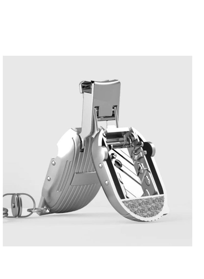 Excefore مقص أظافر صغير قابل للطي من الفولاذ المقاوم للصدأ، مقص أظافر محمول للسفر مع مبرد أظافر، مقص أظافر محمول مع سلسلة مفاتيح، فضي - Image 1