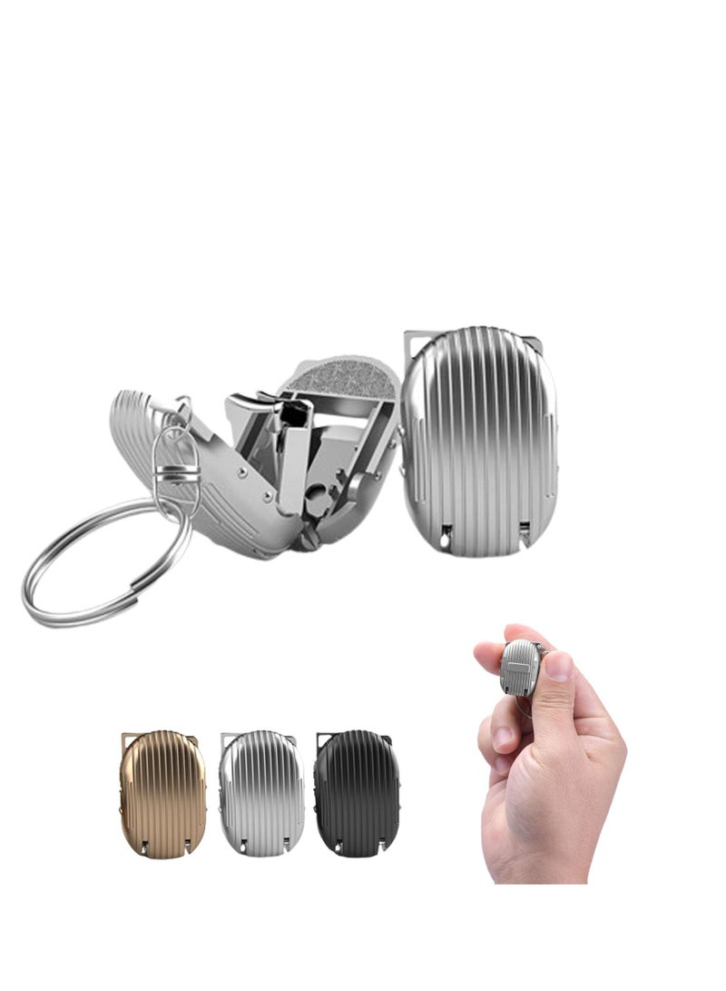 Excefore مقص أظافر صغير قابل للطي من الفولاذ المقاوم للصدأ، مقص أظافر محمول للسفر مع مبرد أظافر، مقص أظافر محمول مع سلسلة مفاتيح، فضي - Image 3