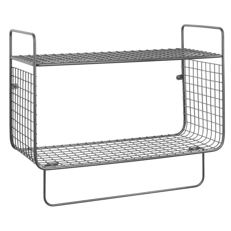 INDIAN DECOR INDIAN DECOR 21706 Metal Wire Farmhouse Wall Decor Storage Organizer 2 Tier Shelf with Towel Bar for Bathroom Laundry Room Kitchen Garage Wall Mount Gray  - Image 5