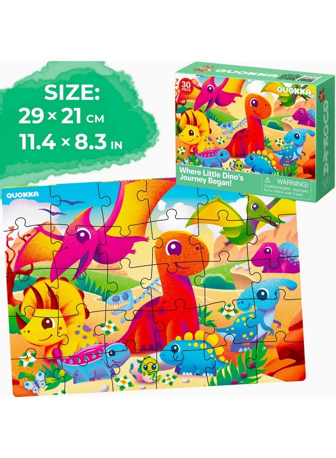 QUOKKA Puzzles for Toddlers 4-6 - 4 x 30 Pieces Puzzles for Kids Ages 3-4 - Dinosaur & Animals Learning Jigsaw Puzzles for Kids 3-5 Years Old - Educational Toys for Boy and Girl - Image 2