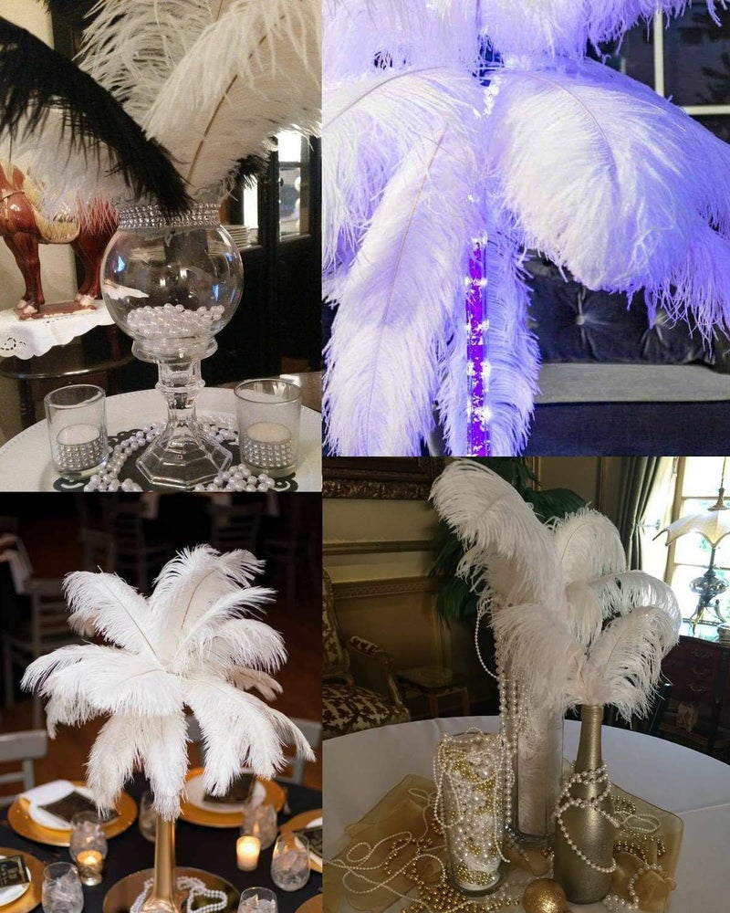 HAPPY FEATHER 16-18 inch Navy Blue Ostrich Feathers Craft for Wedding Party Centerpieces Home Decoration DIY Craft Pack of 10 - Image 4